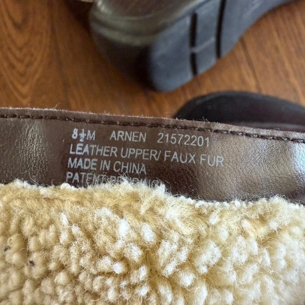 Naturalizer Boots Womens 8.5 M Arnen Ankle Winter 1 Brown Leather Faux Fur